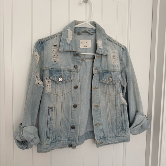 Love Tree Jackets & Blazers - Distressed Light Blue Denim Jacket